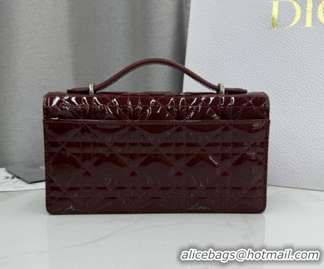 1:1 Dior My Dior Mini Bag in Patent Cannage Leather with Bow Burgundy 0126115 2026