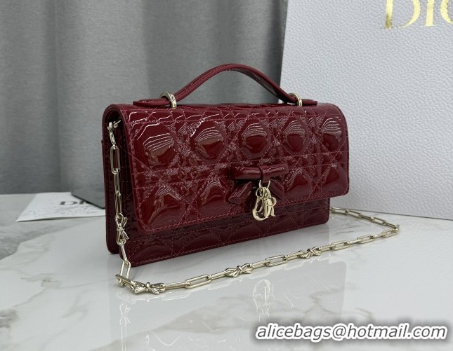 Good Quality Dior My Dior Mini Bag in Patent Cannage Leather with Bow Red 0126116 2026