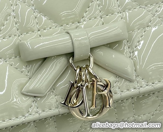 Pretty Style Dior My Dior Mini Bag in Patent Cannage Leather with Bow White 0126117 2026