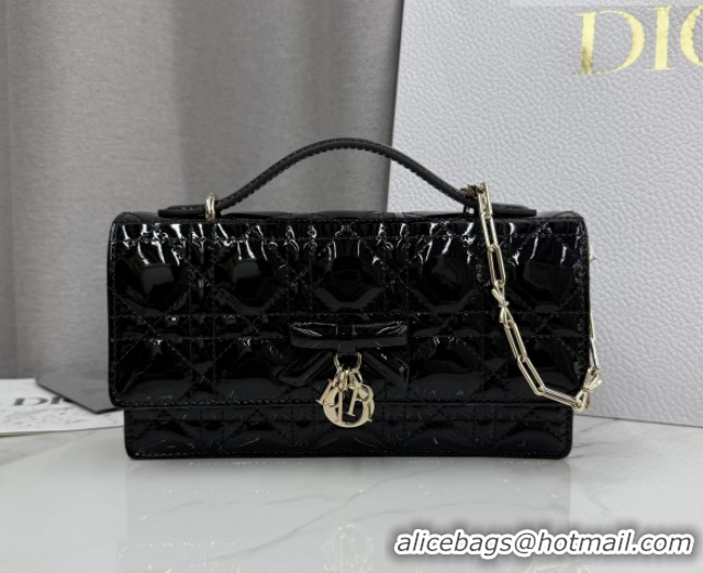 Good Quality Dior My Dior Mini Bag in Patent Cannage Leather with Bow Black 0126118 2026