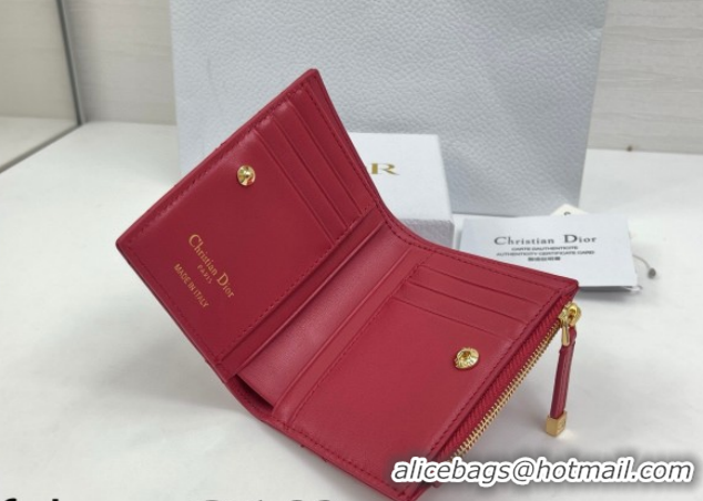 Unique Style Dior Caro Dahlia Wallet with Crystals in Macrocannage Lambskin Leather Red 0127001 2026
