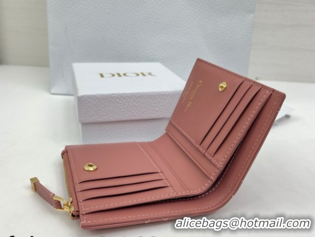 Shop Duplicate Dior Caro Dahlia Wallet with Crystals in Macrocannage Lambskin Leather Vintage Pink 0127002 2026