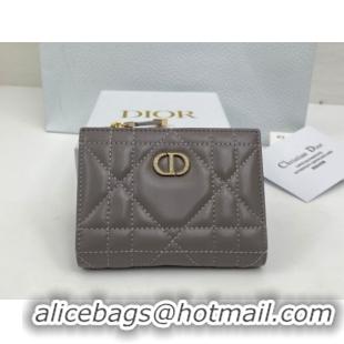 Good Looking Dior Caro Dahlia Wallet with Crystals in Macrocannage Lambskin Leather Dark Grey 0127003 2026