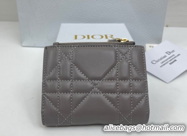 Good Looking Dior Caro Dahlia Wallet with Crystals in Macrocannage Lambskin Leather Dark Grey 0127003 2026