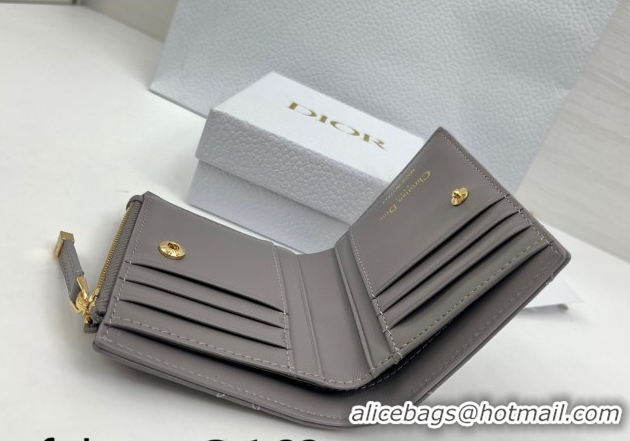 Good Looking Dior Caro Dahlia Wallet with Crystals in Macrocannage Lambskin Leather Dark Grey 0127003 2026