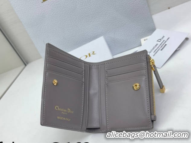 Good Looking Dior Caro Dahlia Wallet with Crystals in Macrocannage Lambskin Leather Dark Grey 0127003 2026