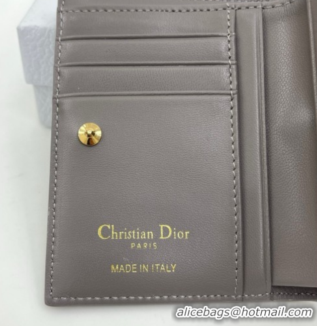 Good Looking Dior Caro Dahlia Wallet with Crystals in Macrocannage Lambskin Leather Dark Grey 0127003 2026
