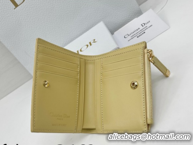 Classic Hot Dior Caro Dahlia Wallet with Crystals in Macrocannage Lambskin Leather Yellow 0127005 2026