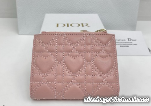 Good Looking Dior Caro Dahlia Wallet with Crystals in Heart Macrocannage Lambskin Leather Pink 0127006 2026