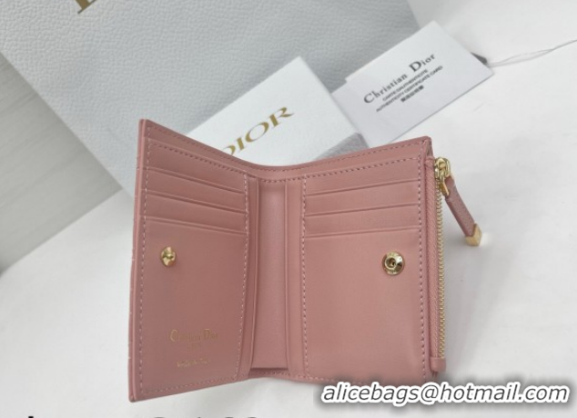 Good Looking Dior Caro Dahlia Wallet with Crystals in Heart Macrocannage Lambskin Leather Pink 0127006 2026