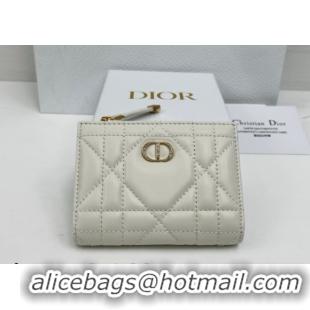 Unique Style Dior Caro Dahlia Wallet with Crystals in Macrocannage Lambskin Leather White 0127007 2026