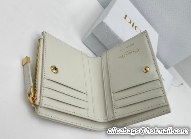 Unique Style Dior Caro Dahlia Wallet with Crystals in Macrocannage Lambskin Leather White 0127007 2026