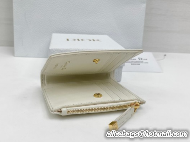Unique Style Dior Caro Dahlia Wallet with Crystals in Macrocannage Lambskin Leather White 0127007 2026