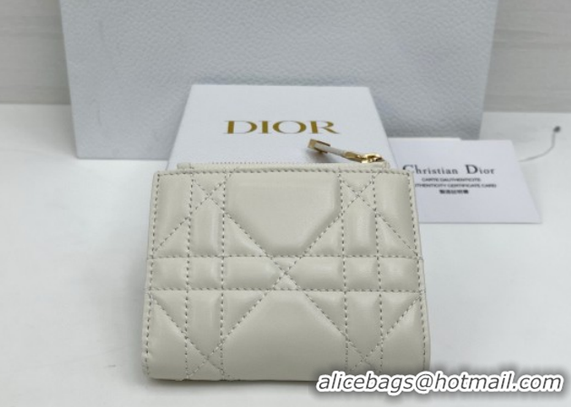 Unique Style Dior Caro Dahlia Wallet with Crystals in Macrocannage Lambskin Leather White 0127007 2026