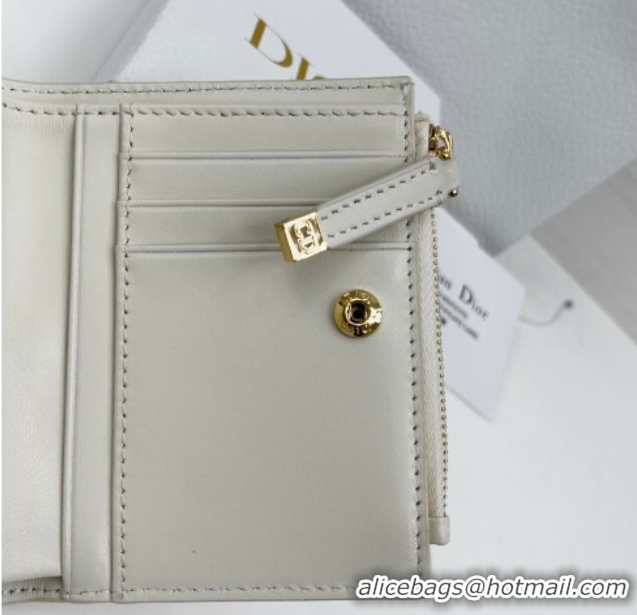 Unique Style Dior Caro Dahlia Wallet with Crystals in Macrocannage Lambskin Leather White 0127007 2026