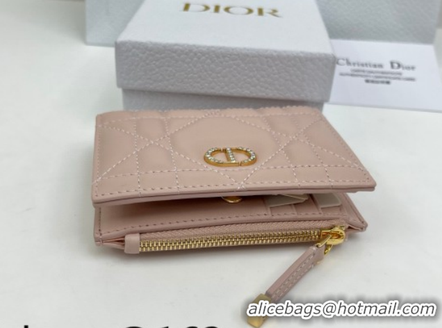 Purchase Dior Caro Dahlia Wallet with Crystals in Macrocannage Lambskin Leather Powder Pink 0127008 2026