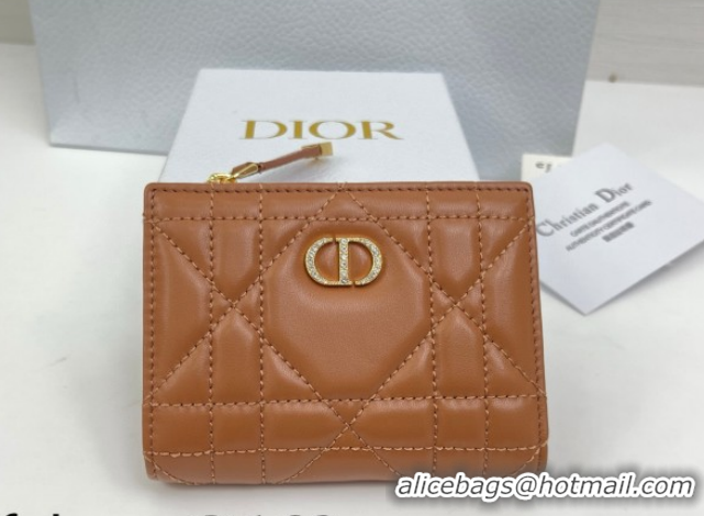 Most Popular Dior Caro Dahlia Wallet with Crystals in Macrocannage Lambskin Leather Brown 0127010 2026
