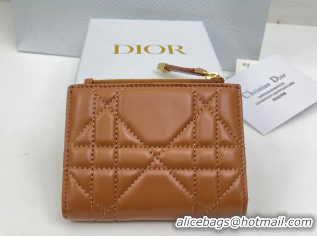 Most Popular Dior Caro Dahlia Wallet with Crystals in Macrocannage Lambskin Leather Brown 0127010 2026
