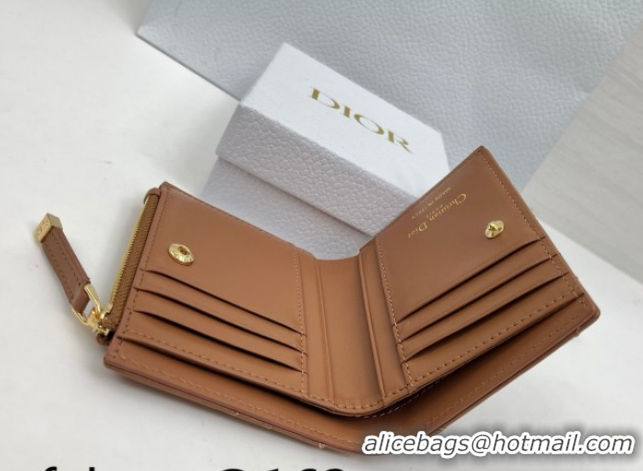 Most Popular Dior Caro Dahlia Wallet with Crystals in Macrocannage Lambskin Leather Brown 0127010 2026