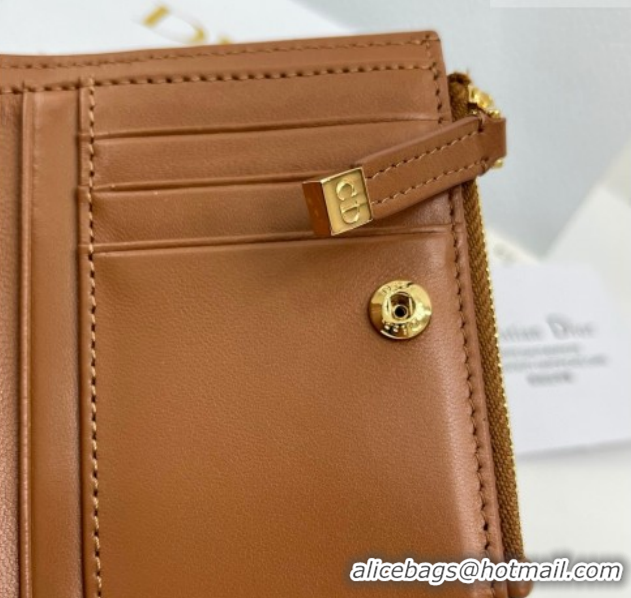 Most Popular Dior Caro Dahlia Wallet with Crystals in Macrocannage Lambskin Leather Brown 0127010 2026