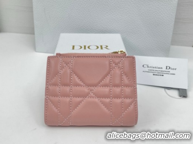 Pretty Style Dior Caro Dahlia Wallet with Crystals in Macrocannage Lambskin Leather Light Pink 0127011 2026