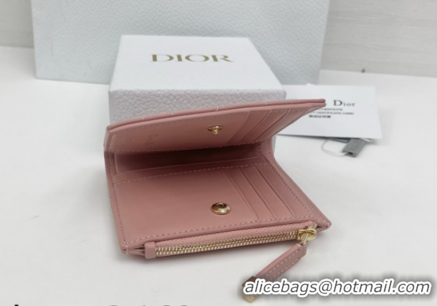 Pretty Style Dior Caro Dahlia Wallet with Crystals in Macrocannage Lambskin Leather Light Pink 0127011 2026