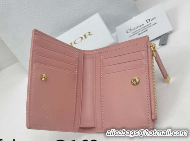 Pretty Style Dior Caro Dahlia Wallet with Crystals in Macrocannage Lambskin Leather Light Pink 0127011 2026