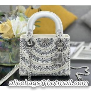 Durable Dior Mini Lady Dior Bag in Beads Embroidery White 0127012 2026