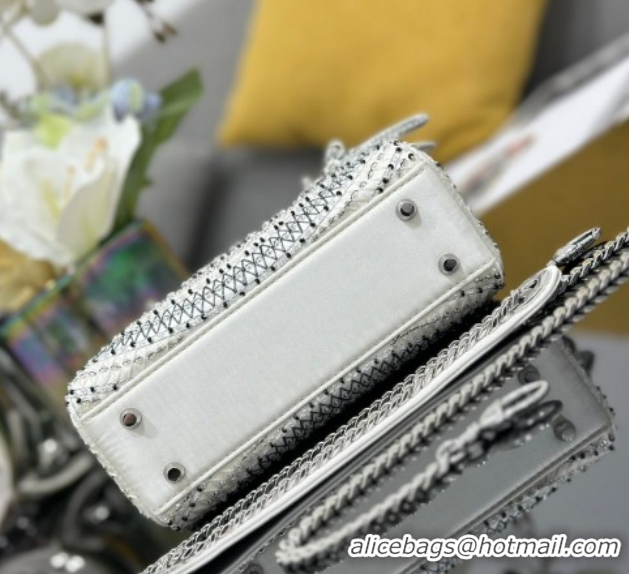 Durable Dior Mini Lady Dior Bag in Beads Embroidery White 0127012 2026