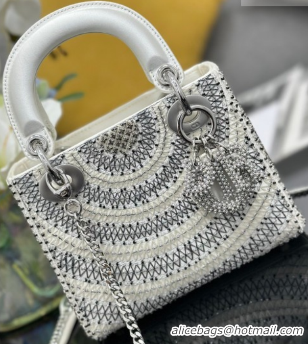 Durable Dior Mini Lady Dior Bag in Beads Embroidery White 0127012 2026