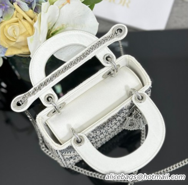 Durable Dior Mini Lady Dior Bag in Beads Embroidery White 0127012 2026