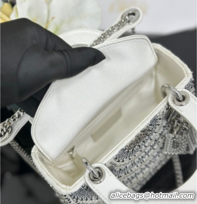 Durable Dior Mini Lady Dior Bag in Beads Embroidery White 0127012 2026
