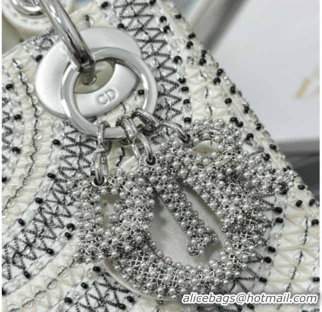 Durable Dior Mini Lady Dior Bag in Beads Embroidery White 0127012 2026