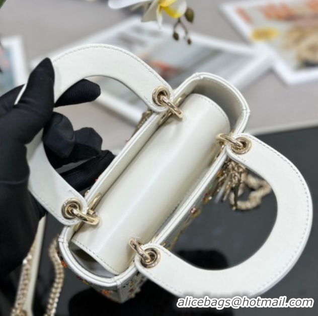 Good Quality Dior Mini Lady Dior Bag in Embroidered Calfskin Leather White 0127013 2026
