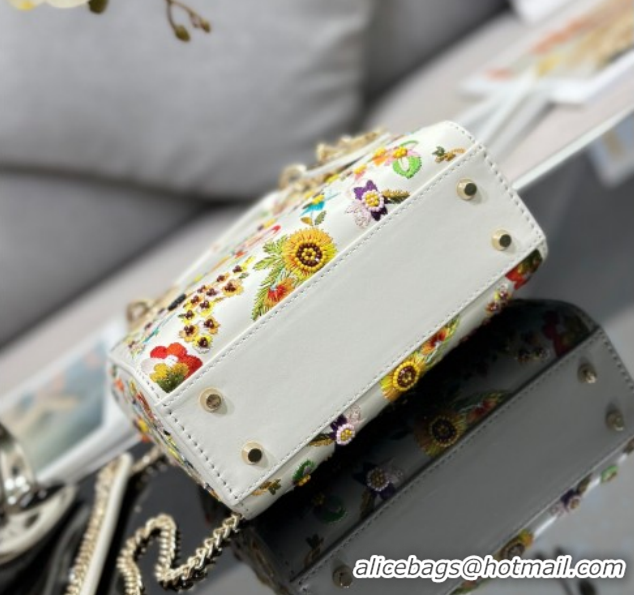 Good Quality Dior Mini Lady Dior Bag in Embroidered Calfskin Leather White 0127013 2026