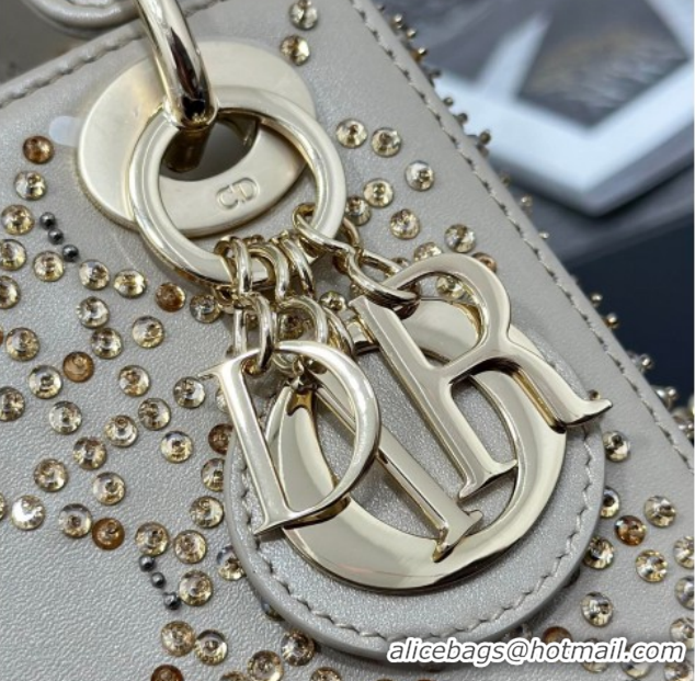 Grade Quality Dior Mini Lady Dior Bag in Strass Embroidered Calfskin Leather Beige 0127014 2026
