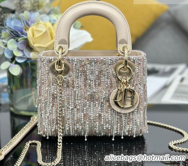 Luxurious Dior Mini Lady Dior Bag in Beads and Sequins Tassel 0127015 2026