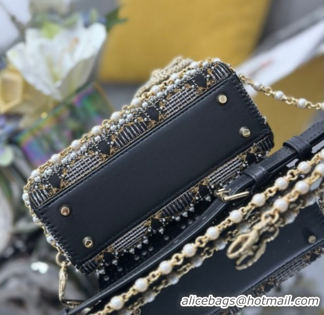 Best Grade Dior Mini Lady Dior Bag in Pearls Embroidery Black 0127016 2026