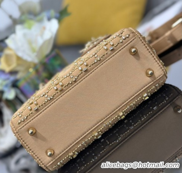 Top Design Dior Mini Lady Dior Bag in Satin and Crystals Beige 0127017 2026
