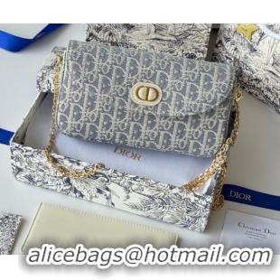 Best Price Dior 30 Montaigne Pouch with Chain Mini Bag in Blue Oblique Chambray Embroidery 0127018 2026
