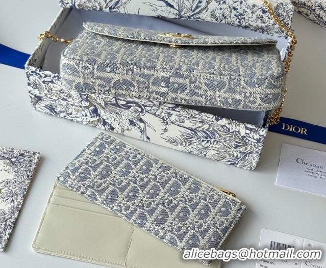 Best Price Dior 30 Montaigne Pouch with Chain Mini Bag in Blue Oblique Chambray Embroidery 0127018 2026