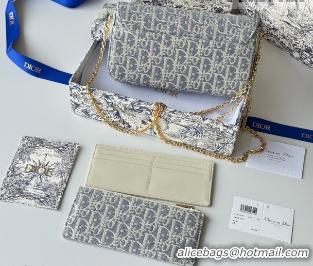 Best Price Dior 30 Montaigne Pouch with Chain Mini Bag in Blue Oblique Chambray Embroidery 0127018 2026
