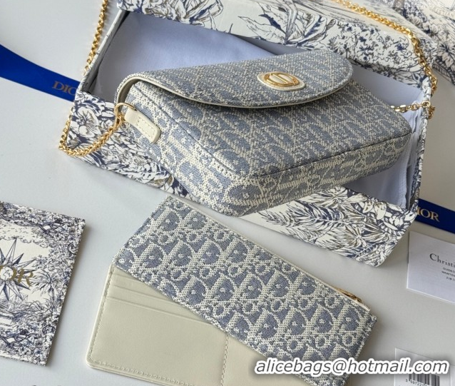 Best Price Dior 30 Montaigne Pouch with Chain Mini Bag in Blue Oblique Chambray Embroidery 0127018 2026