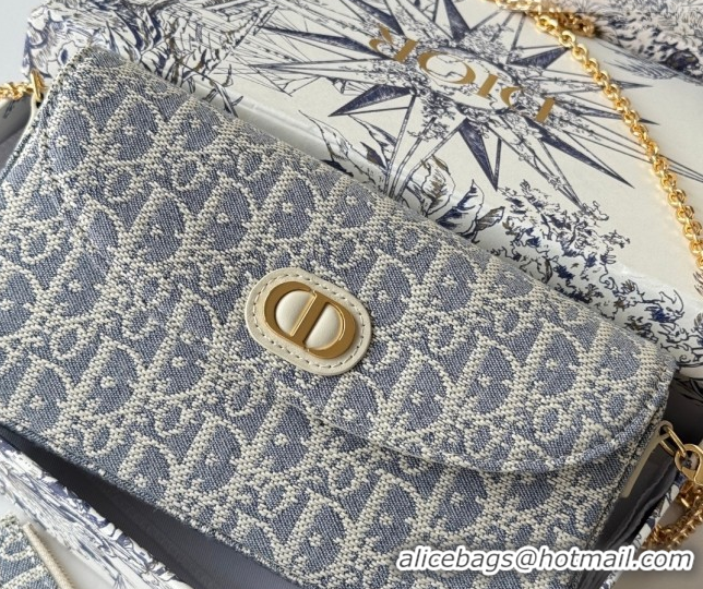 Best Price Dior 30 Montaigne Pouch with Chain Mini Bag in Blue Oblique Chambray Embroidery 0127018 2026