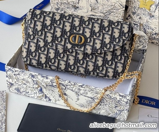 Shop Duplicate Dior 30 Montaigne Pouch with Chain Mini Bag in Oblique Jacquard Blue 0127020 2026
