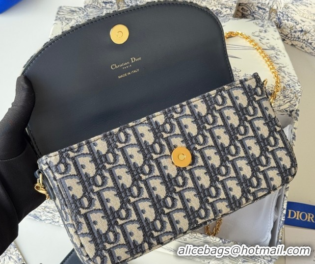 Shop Duplicate Dior 30 Montaigne Pouch with Chain Mini Bag in Oblique Jacquard Blue 0127020 2026