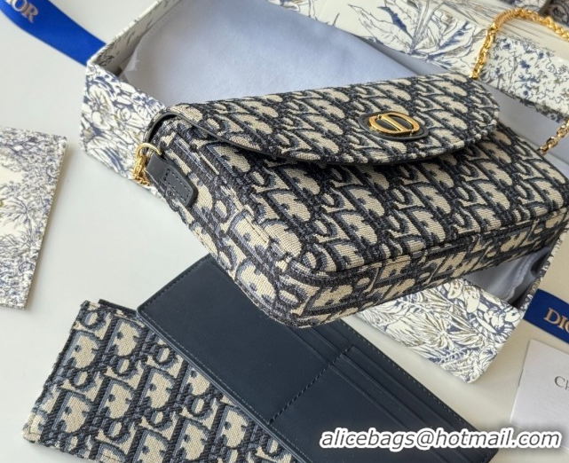 Shop Duplicate Dior 30 Montaigne Pouch with Chain Mini Bag in Oblique Jacquard Blue 0127020 2026