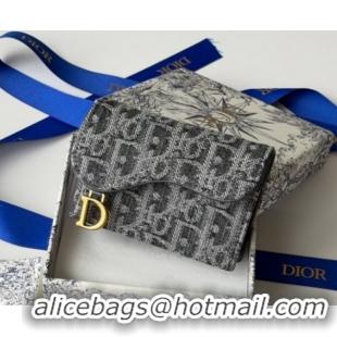 Good Product Dior Saddle Lotus Card Holder Wallet in Oblique Jacquard Black 0127021 2026