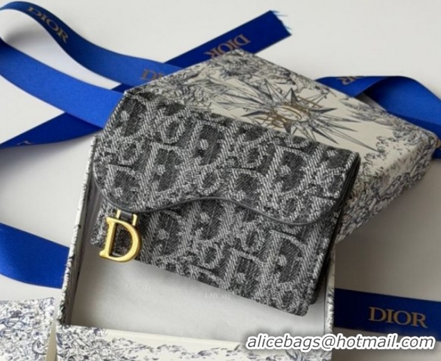 Good Product Dior Saddle Lotus Card Holder Wallet in Oblique Jacquard Black 0127021 2026