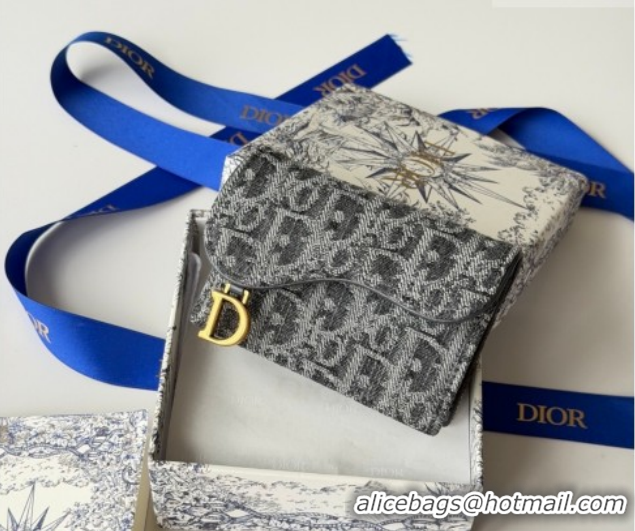 Good Product Dior Saddle Lotus Card Holder Wallet in Oblique Jacquard Black 0127021 2026